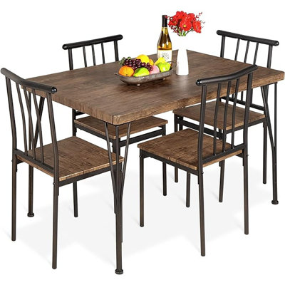 Alecsis 5-Piece Metal And Wood Indoor Modern Rectangular Dining Table Furniture Set For Kitchen, Dining Room, Dinette, Breakfast Nook W/ 4 Chairs -  17 Stories, E2615D6F790B49E7A3FD43A55095D429