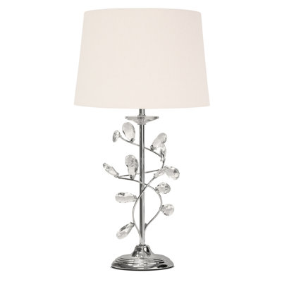 Waukon 59cm Crystal Glass Leaf Chrome Table lamp