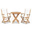 Stella 3-Piece Teak Outdoor Bistro Set Folding Table And Armchairs In White PVC-coated polyester Fabric-1386519188