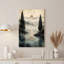 «Red Moon Over Misty Lake And Trees», impression sur toile à l'encre sépia-132735971