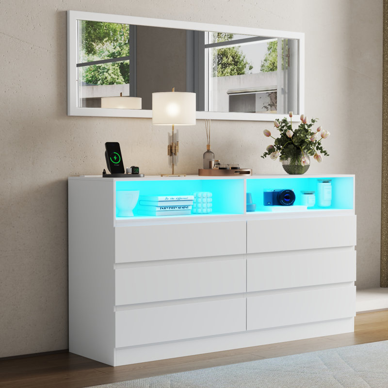 Commode 6 tiroirs avec miroir Kaydia