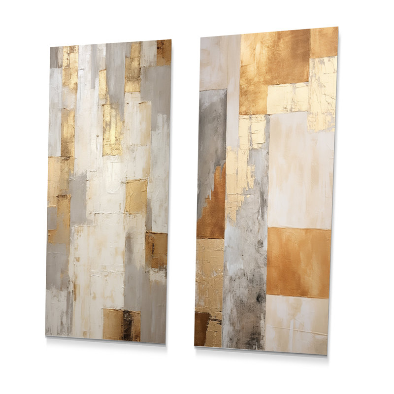 Minimalisme moderne, art zen scandinave moderne - ensemble de 2 reproductions d'art en métal, H 28 po x l 24 po