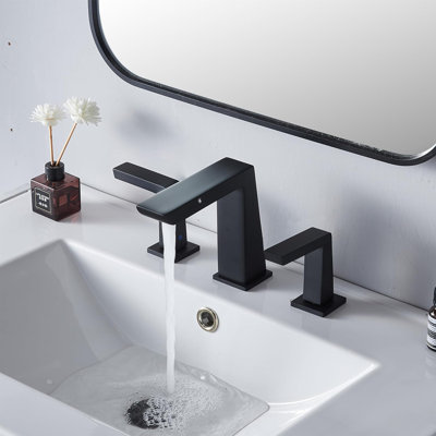 Robinet de salle de bain surdimensionné à 3 trous et 2 poignées avec drain