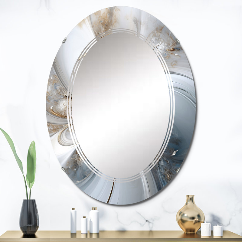 Drumlin - Miroir mural moderne ovale, 36 po x 24 po
