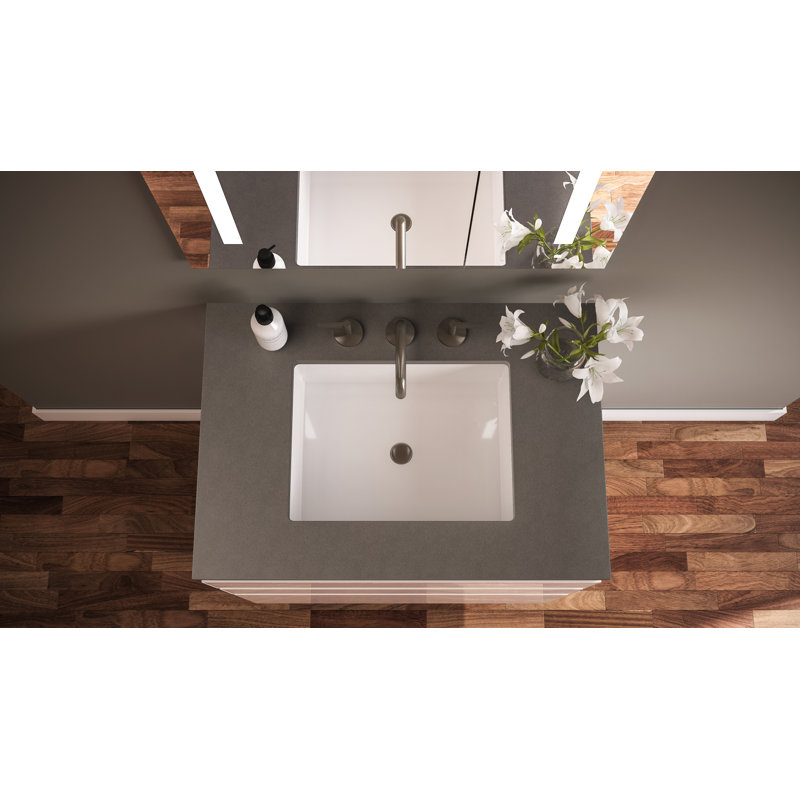 Curated Cartesian 31" Single Bathroom Vanity Set, Stone Gray, White, 37" Width