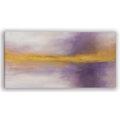 «Golden Horizon», art mural abstrait sur toile tendue