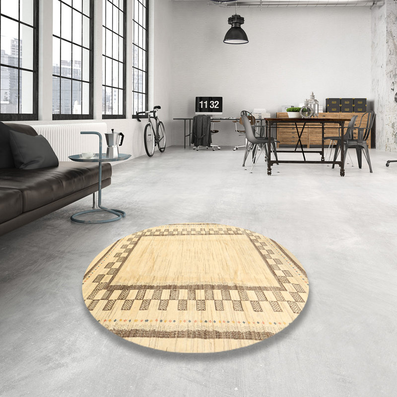 Tapis contemporain gris, Rond 6 pi