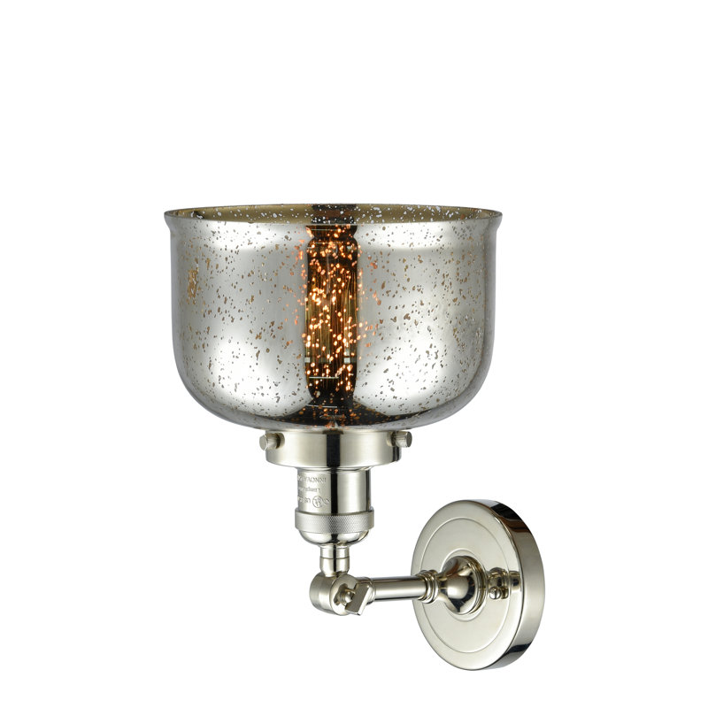 Handley Glass Semi Flush Mount, No Bulb Included, Silver Mercury, Polished Nickel
