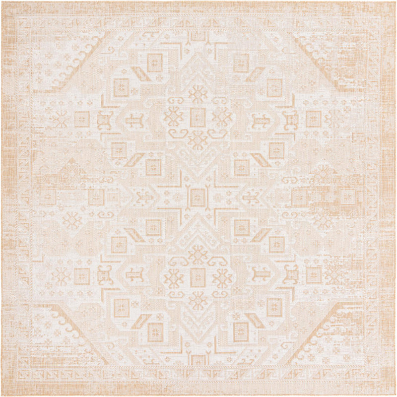 Tapis d'extérieur couleur ivoire Chand, Carré 10 pi