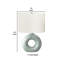 Lampe de table Vono, 24 po, base ronde en céramique verte, abat-jour en lin ivoire-116809123