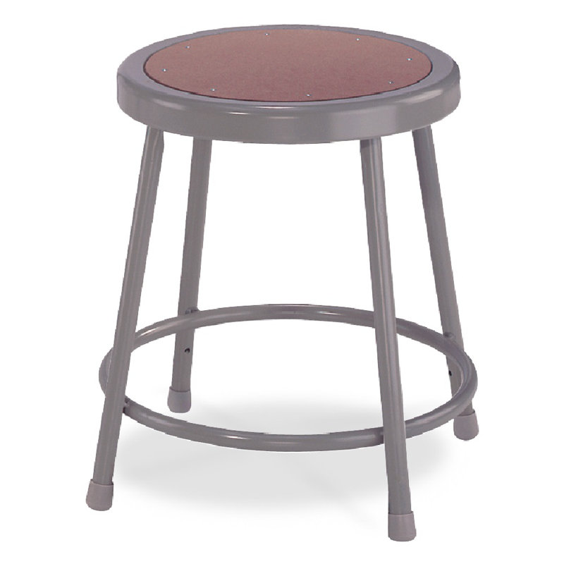 Robust Gray 18" Steel Frame Stool with Warp-Proof Masonite Seat