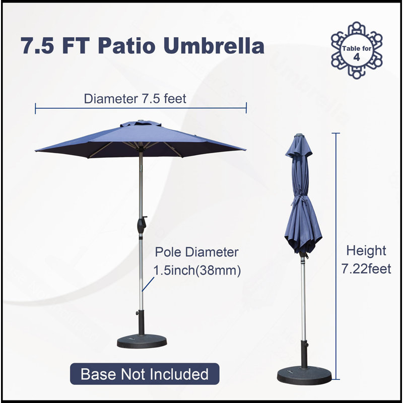 5 ft diameter outdoor patio umbrella Giantex Square Umbrella, Table w/ 4 Sturdy Ribs, Solid Steel Pole, Quick-Release Push Button, Weatherproof Canopy, Ideal for Poolside, Market, Backyard : Patio, Lawn & Garden Solid 6 Rainbow Crank & Tilt Round