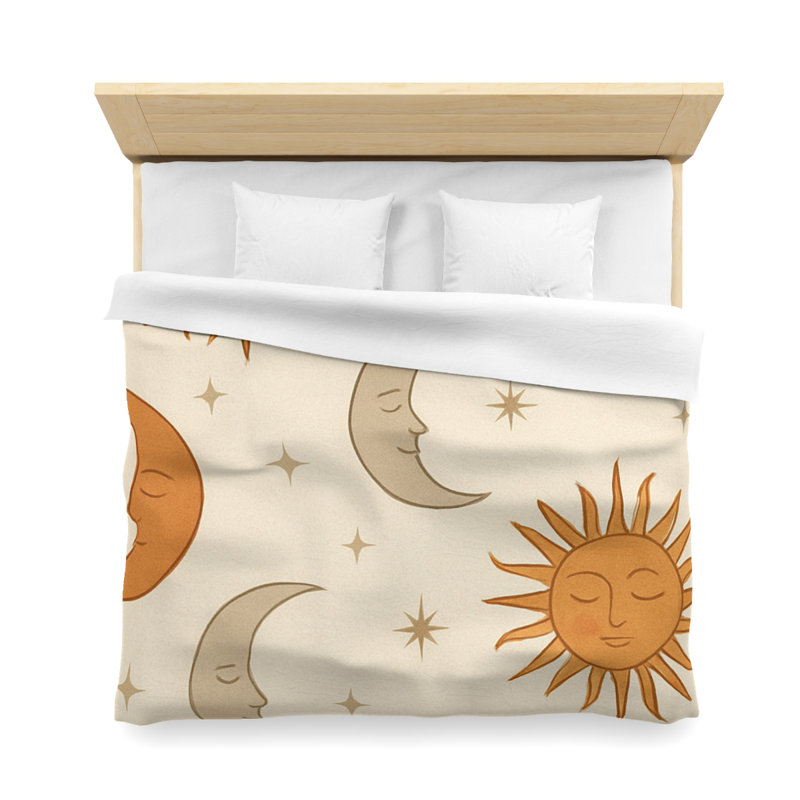 Microfiber Duvet Cover Boho Style, Design 51, King Duvet Cover, White