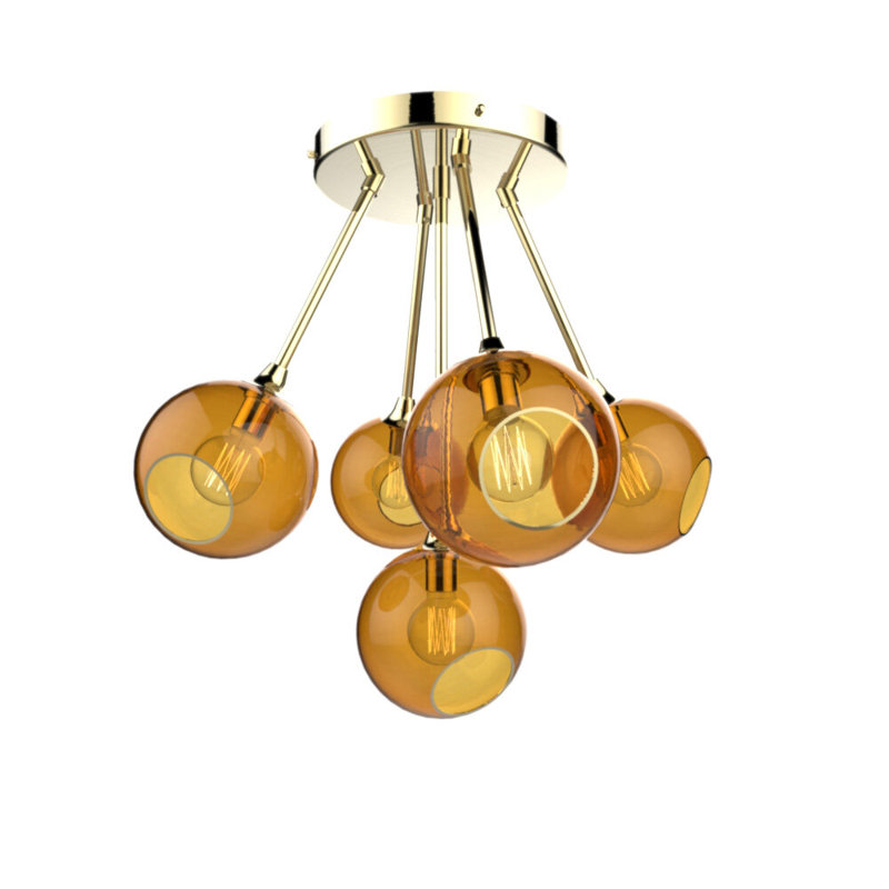Ballroom Molecule 5 - Light Chandelier, Amber, Gold