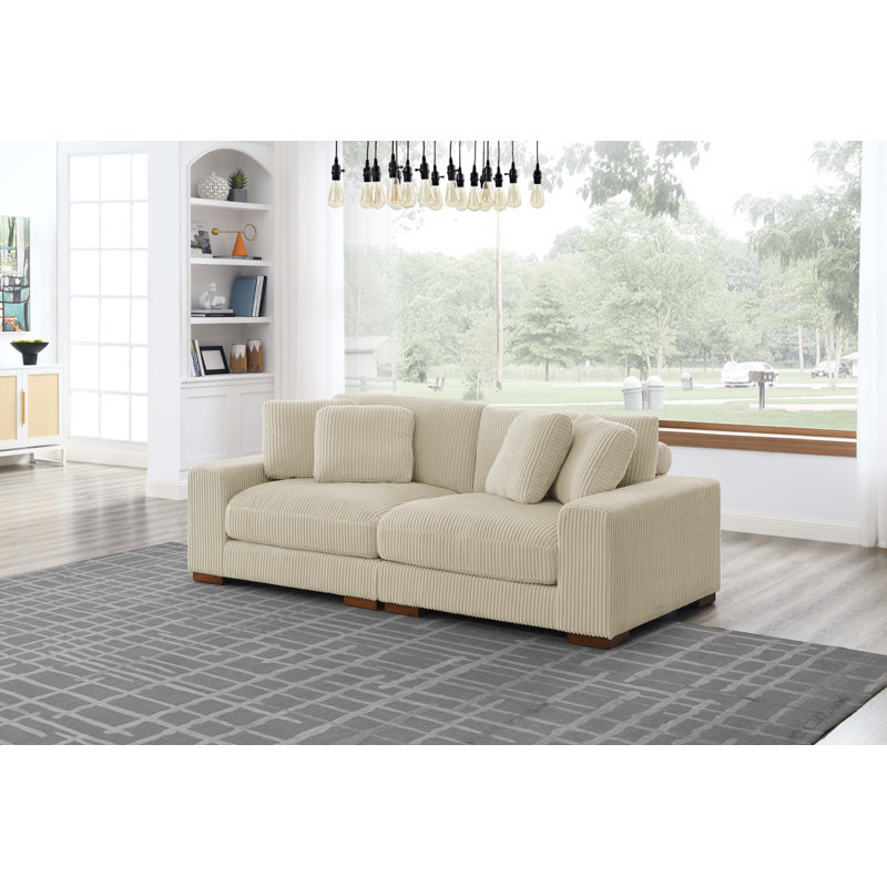 Kijuana Square Arm Sofa with Reversible Cushions, Dark Green, 2, 33" H x 89" W x 43.5" D