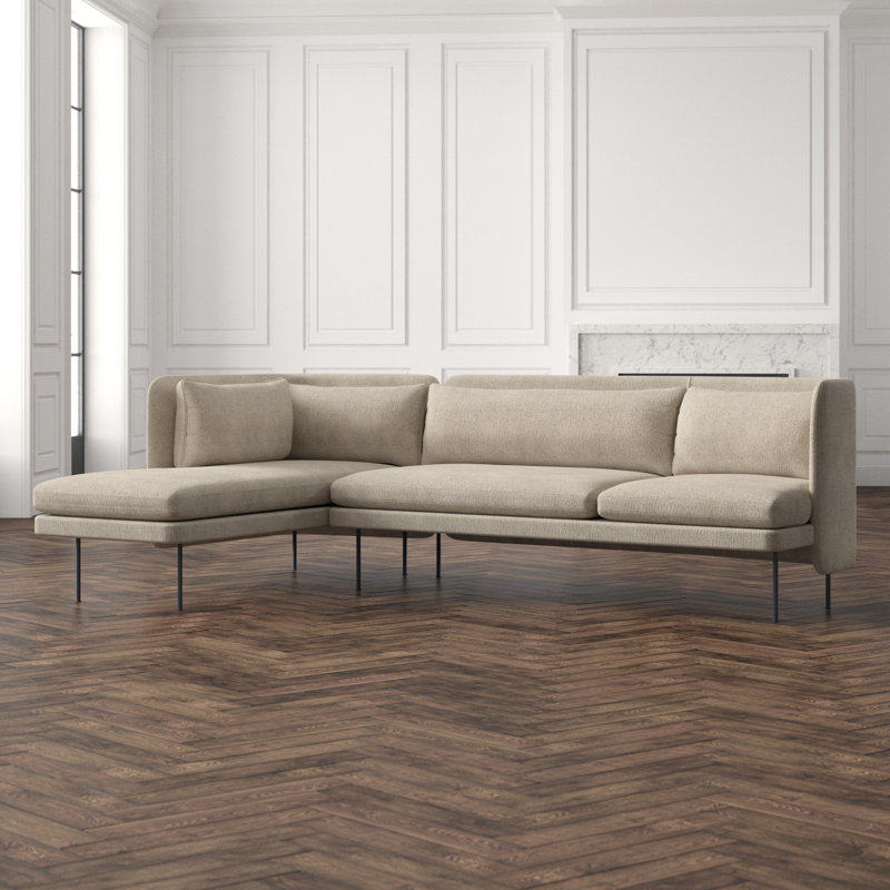 Bloke Chaise Sectional, Tait Stone Textured Basketweave, Left Hand Facing