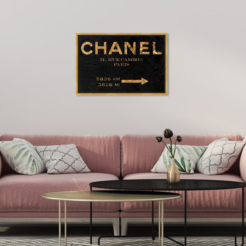 Couture, panneau de signalisation «Night», impression sur toile tendue, L 15 po x H 10 po, Cadre doré