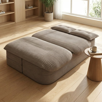 Canapé pliant moderne 78,7 pouces 2 en 1 avec couverture fonctionnelle et 2 coussins moelleux, convertible en canapé-lit, canapé à assise profonde, convenant au salon, à la chambre à coucher, brun café