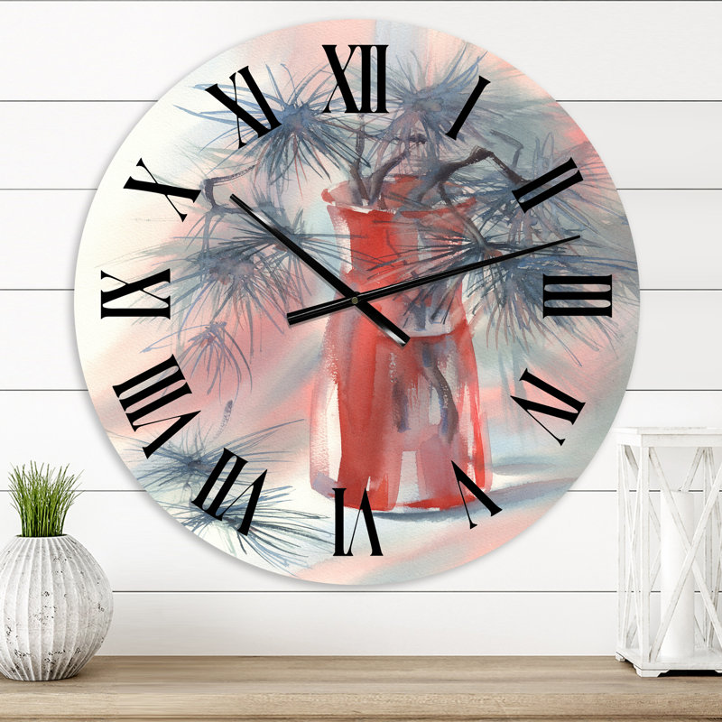 Vase en verre rouge Pine Tree Branches, Surdimensionné