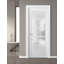 Porte intérieure robuste Quadro 4002 Blanc Soie avec vitrage dépoli, panneau simple standard, cadre et poignées, idéale pour salle de bain ou chambre à coucher - 81 x 203 cm - Verre dépoli-50038284