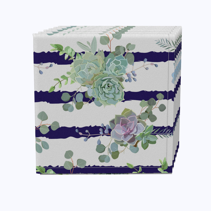 Cotton Twill Floral Square Napkin