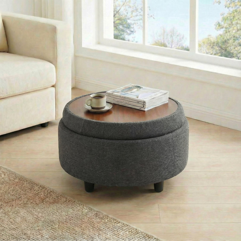 Repose-pieds de rangement surdimensionné 25 po, Gris foncé