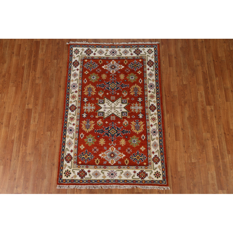 Tapis oriental géométrique Kazak noué à la main