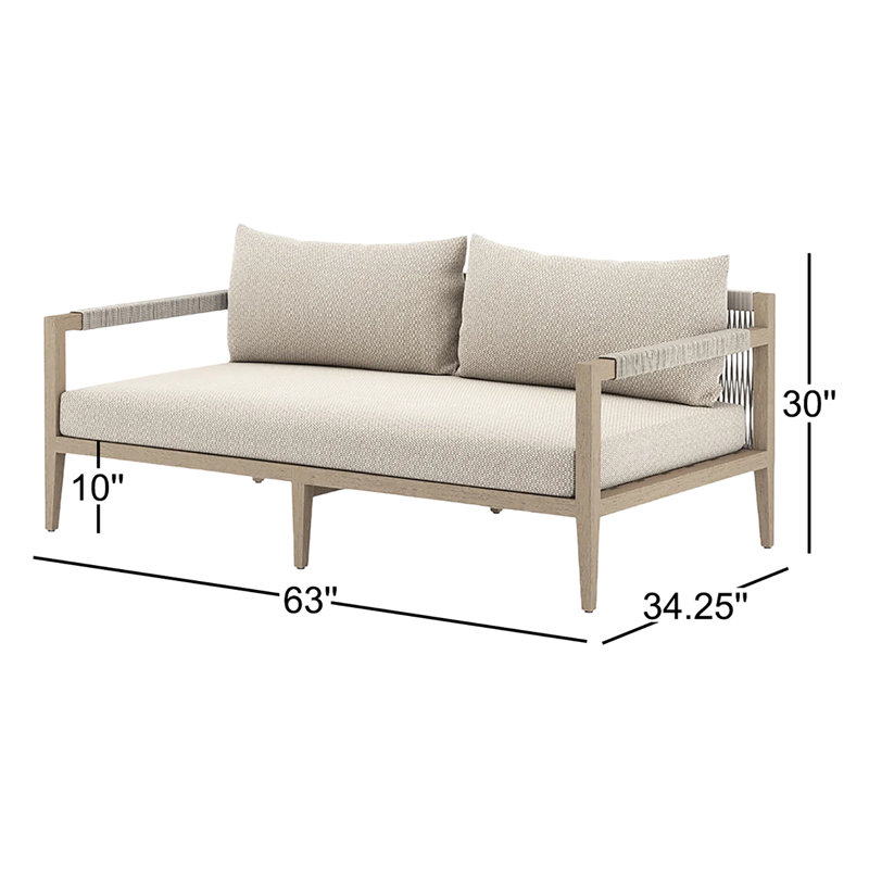 Solano Outdoor Loveseat with Cushions, Charcoal