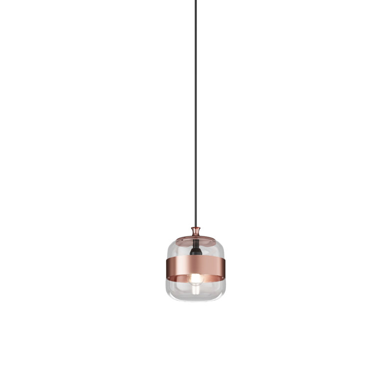 Futura 1 - Light Pendant, 88" H x 8" W x 8" D, Crystal/Copper, Matte Black/Glossy Copper