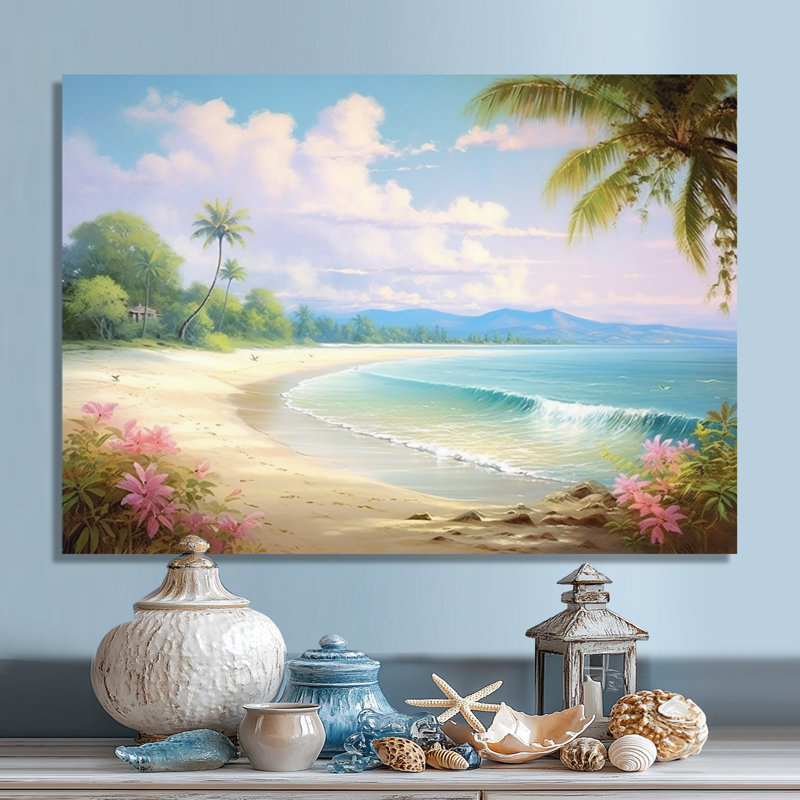 Rourke - plage et océan, art mural, Toile tendue, H 34 po x l 44 po x P 1,5 po