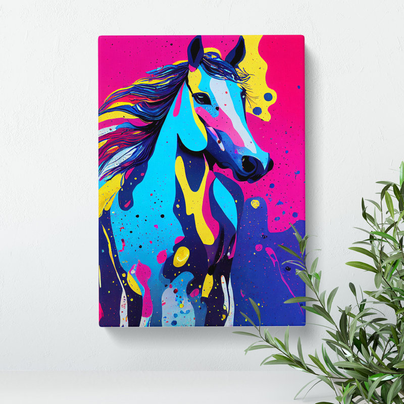 Paint Drip Horse No.4 Abstract - Wrapped Canvas, 50cm H x 35cm W x 3cm D