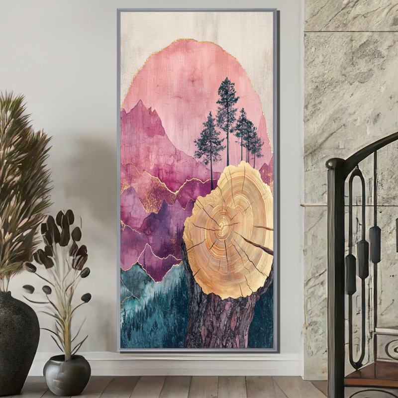 Benally - paysages, art mural sur toile, H 60 po x l 28 po, Argent argent, Reproduction encadrée sans passe-partout