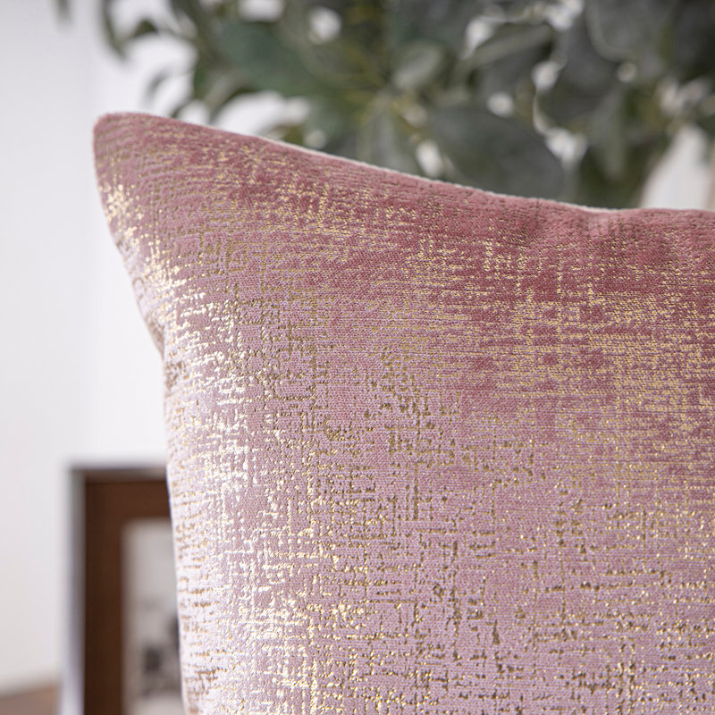 Phantoscope Light Pink and Gold Polyester Euro Throw Pillow Covers, Set of 2