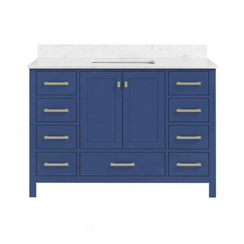 Meuble-lavabo autoportant 48 po avec comptoir 48 po, H 35,15 po x l 48 po x P 22 po, Bleu