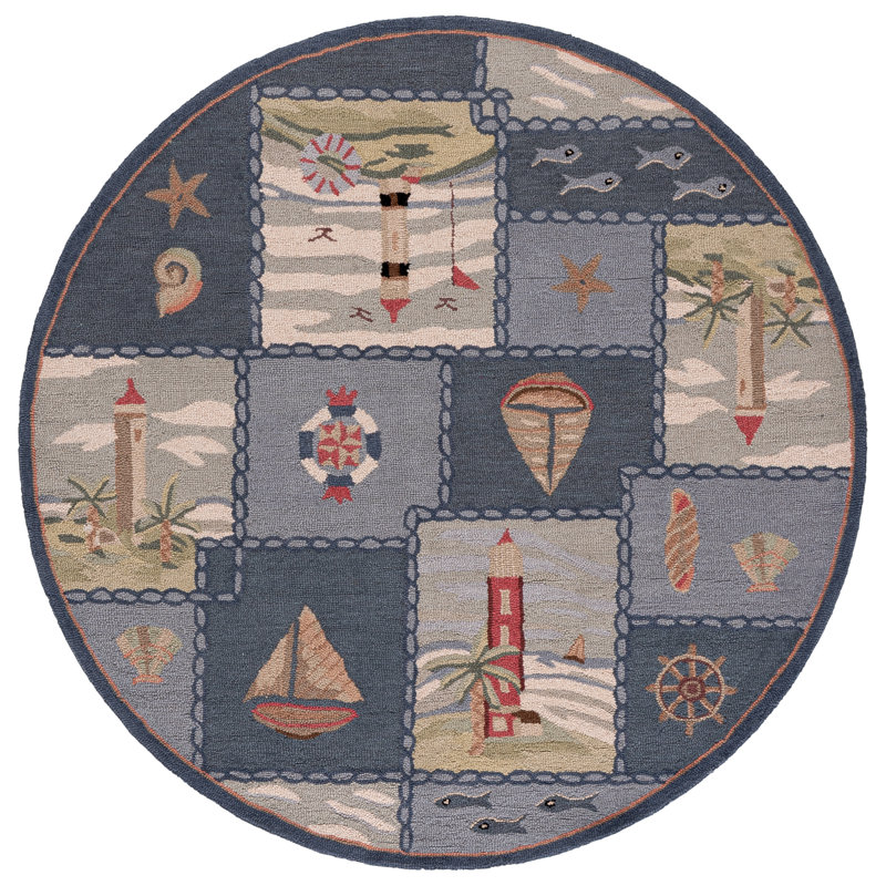 Tapis en laine crocheté à la main Jonsson, Rond 5 pi 6 po
