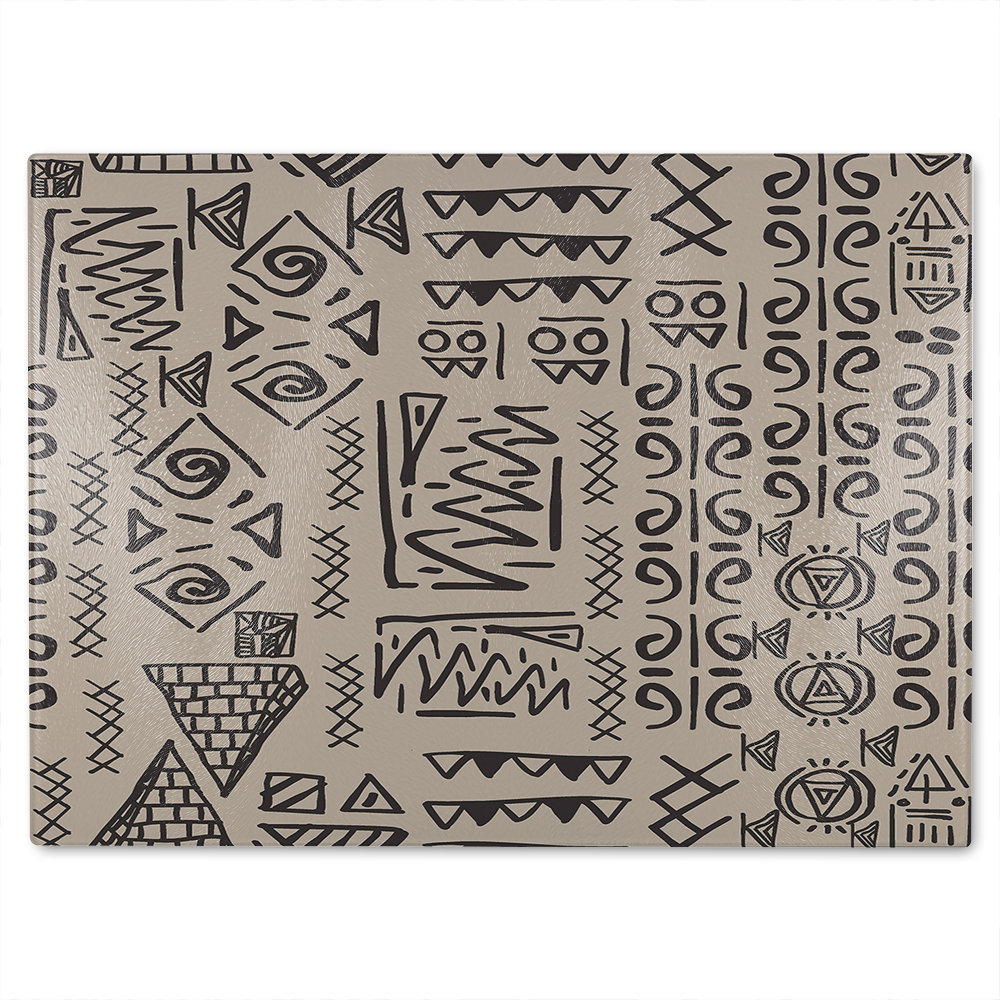 Striped Egyptian Theme With Ethnic And Tribal Motifs Glass Chopping Board