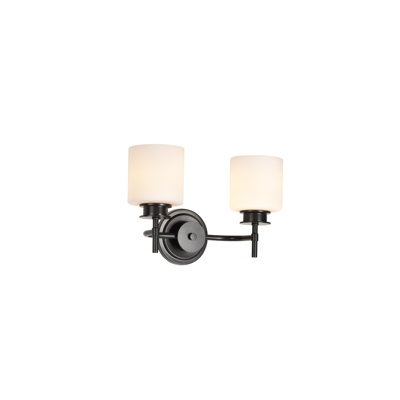 Meuble-lavabo 2 lumières Allentown - bronze industriel avec verre blanc satiné