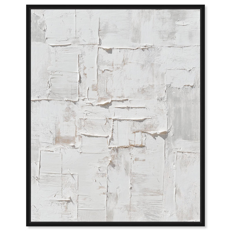 «White Palimpsest Surface I Boho», reproduction d'art sur toile par Art Remedy, H 20 po x l 24 po, Structure noire