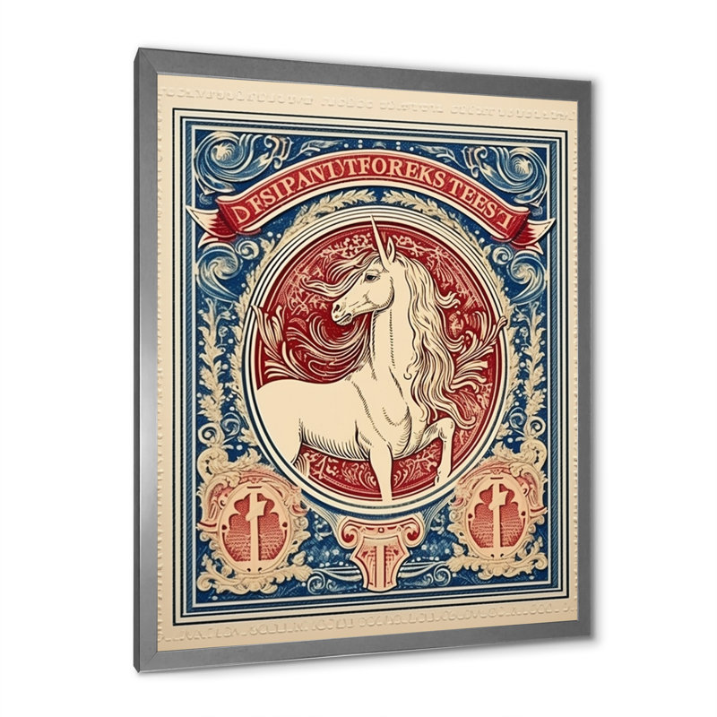 Timbre rétro, portrait de cheval I, H 40 po x l 30 po x P 1,5 po, Cadre simple argenté