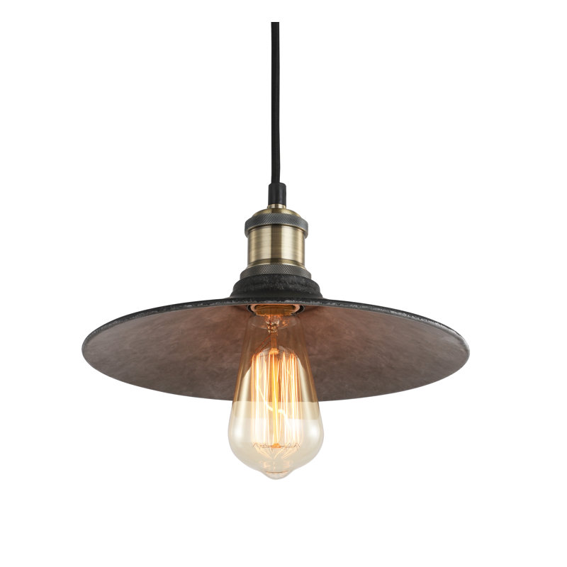 Luminaire suspendu conique à 1 lumière Pinnix, Laiton antique