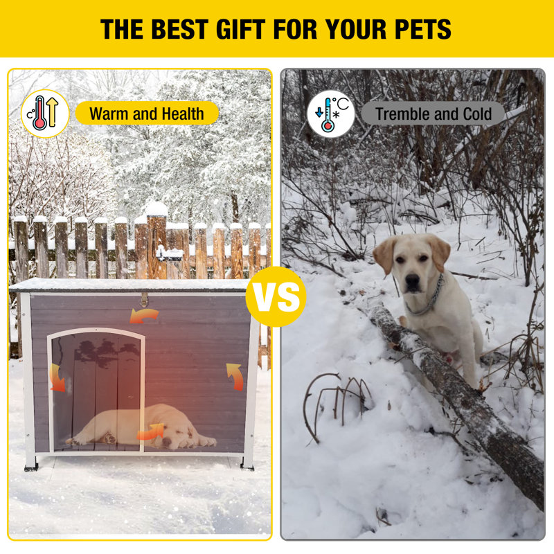 Niche pour chien isolée en bois gris