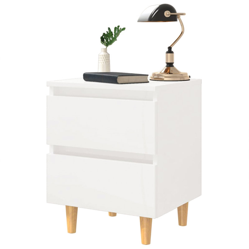 40cm W Manufactured Wood Bedside Table, High Gloss White