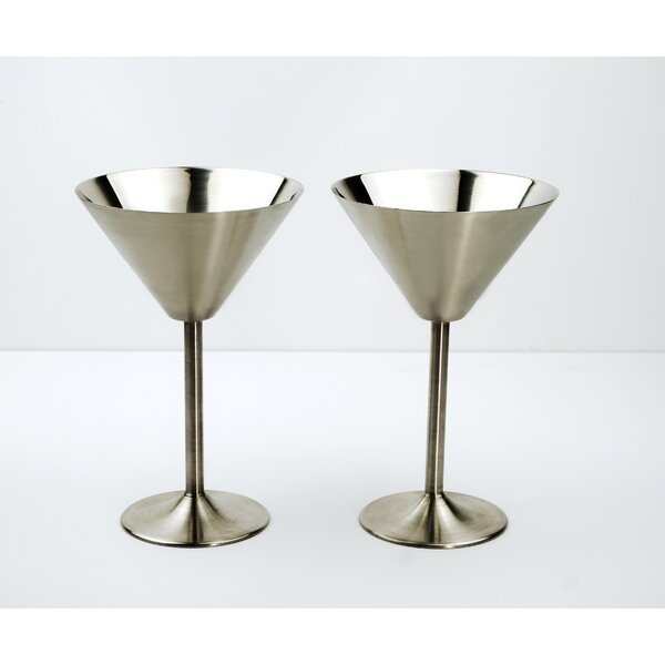 Stainless Steel Martini Glasses Set Of 4, 8 Oz Metal Cocktail Glasses,  Unbreakable, Durable, Mirror Polished Finish
