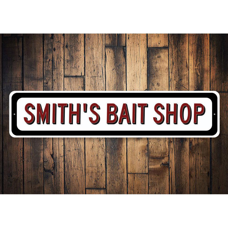 Enseigne en aluminium Bait Shop, H 4 po x l 18 po x P 0,04 po