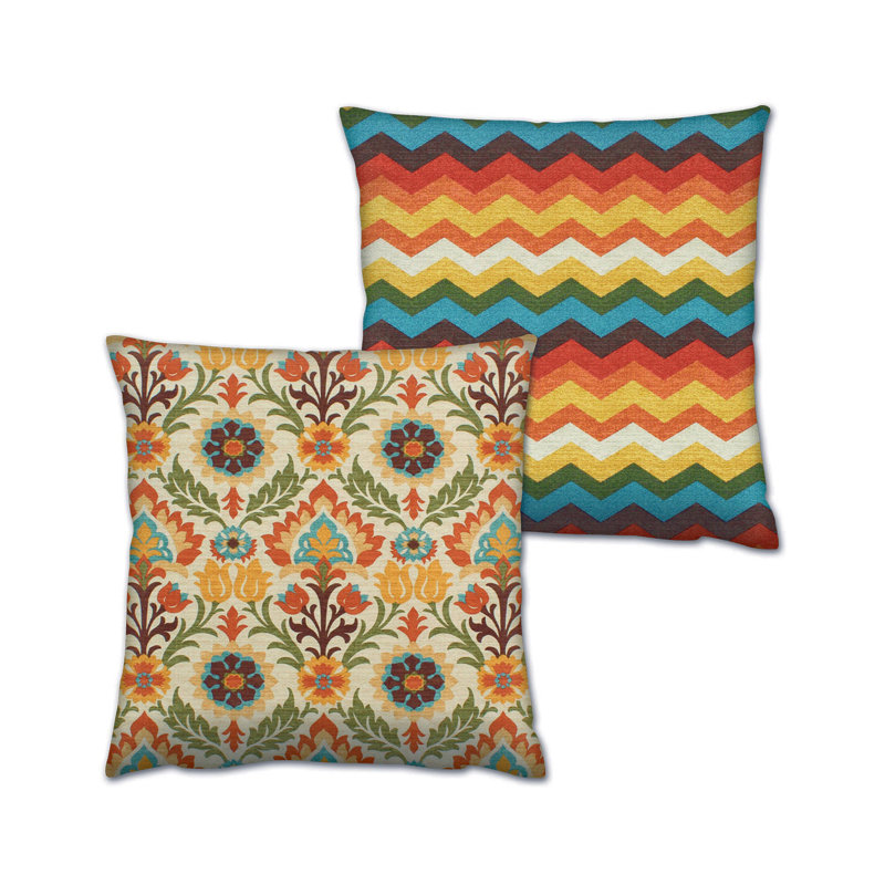  Ensemble de 2 coussins décoratifs intérieurs / extérieurs colorés