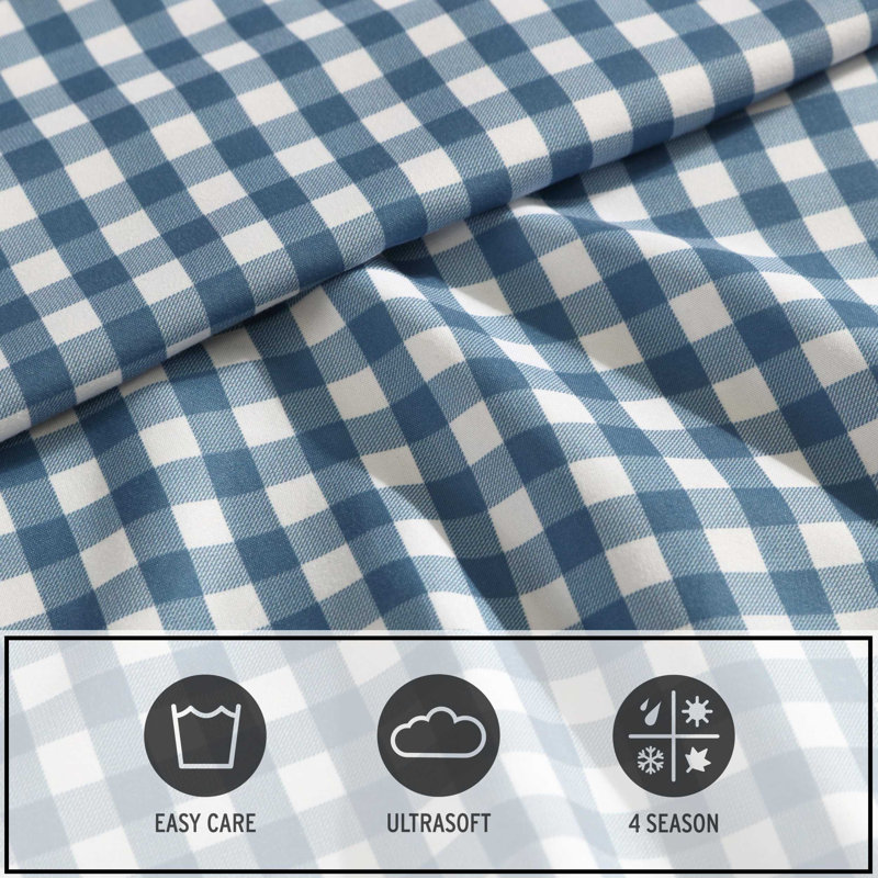Eddie Bauer Kids Sheet Sets, Queen Sheet Set with 2 Standard Pillowcases, Preston Check Blue