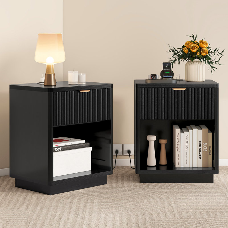 Table de chevet noire Rhythm, Noir, Individuel