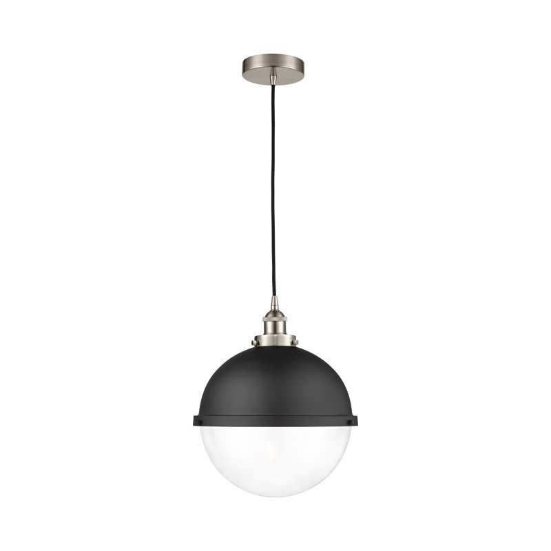 Luminaire suspendu simple à 1 lumière Laklyn, H 16,5 po x l 13 po x P 13 po, Bullé, Nickel satiné