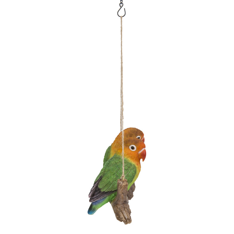 Vibrant Multicolor Resin Lovebirds Hanging Decor