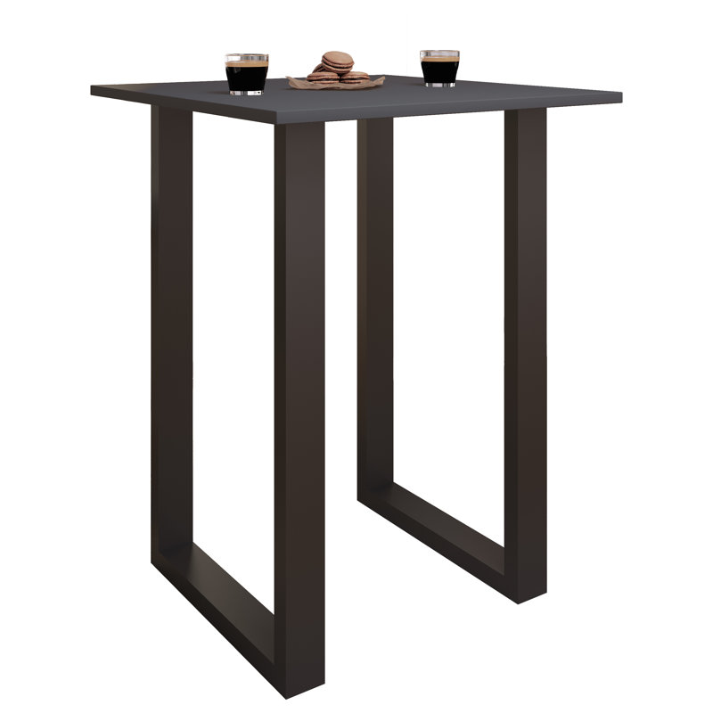 Xona Bar Table, Matt brushed nickel, Black, 102cm H x 110cm W x 80cm D